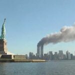 the World Trade Center burning on 9/11