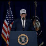 US President Donald Trump announcing US strikes on Iran